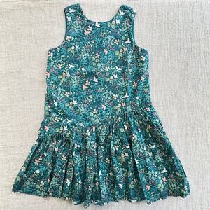 Tea Collection Green Floral Asymmetrical Skirted Dress EUC 10